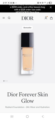Dior Forever Skin Glow 24Hr Wear Foundation Shade 2 Warm Peach Glow 1oz/30ml NIB