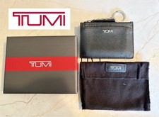 Tumi Slim Card Case Black Men's Wallet with Zipper, Key Ring, Credit Card