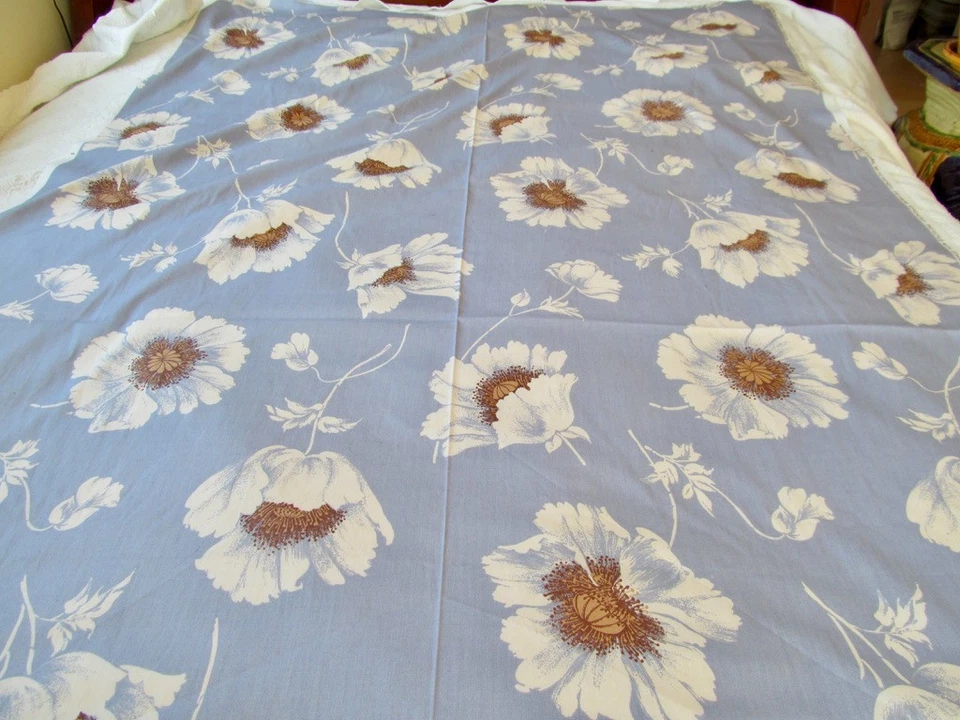 “Nature Trails” 5th Avenue Design Blue White Poppy Cotton Upholstery Fabric Exce - Image 3 of 4