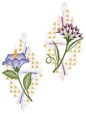 Fensterbilder Sommer Plauener Spitze Fensterdekoration Hibiskus 2er Set 26 cm