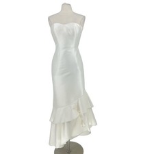 Sachin Babi Anya Strapless Tiered Mermaid Gown Size 4 Evening Minimalist White