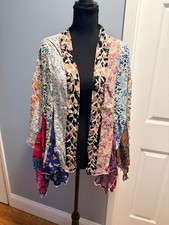 YOUNG THREADS Multicolor Patchwork Kimono Top Open Front NWT XL