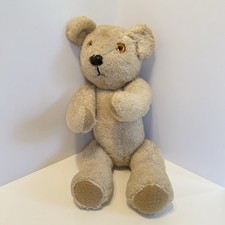 Vintage Jointed Teddy Bear 18 No Tag Stuffed Animal Orange Eyes Read Descript