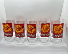 Vintage Coca-Cola "Cool Sun" 1995 16oz Set Of 5 Indiana Glass Drinking Glass