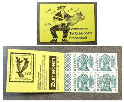 SCHWEIZ SWITZERLAND 1984 GELBES HEFT VOLKSTRACHTEN VOLLGUMMI POSTFRISCH **