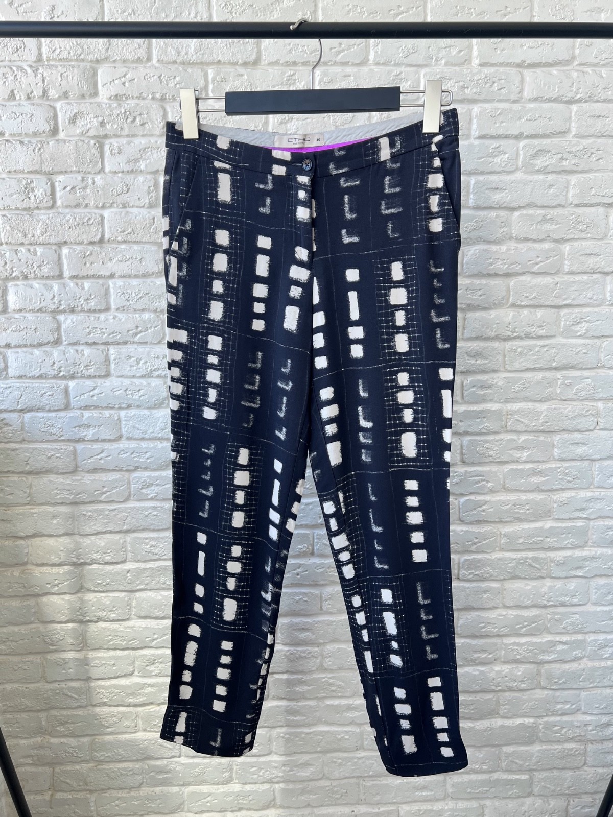 ETRO Milano Black Printed Trousers Pants Women's Size 40