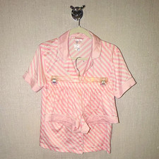 Victoria's Secret Pink Women's Satin Striped Pajama Set XS Button-Front