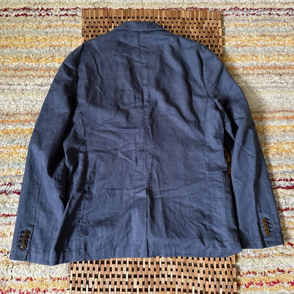 NUEVO CON ETIQUETAS Abrigo Chaqueta Faherty Lino Algodón Botones Tareas Azul Para Hombre Mediano NUEVO Foto 2 de 3