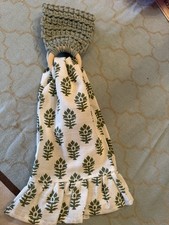 Kitchen towel with crochet ring towel holder 2 Piece set