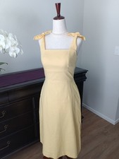 HeartsandFound Yellow 100% Linen Summer Vintage-Inspired Dress