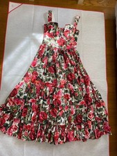 DOLCE & GABBANA Rose Print Cotton Dress Women's Size IT38/S Red Used Japan