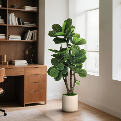 Fiddle Leaf Fig Tree Artificial 4.5FT - 54 Inch Tall Fake Plant Indoor Faux Tree