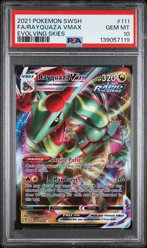2021 POKEMON SWORD & SHIELD EVOLVING SKIES #111 FULL ART/RAYQUAZA VMAX PSA 10