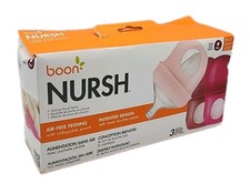 Boon NURSH Silicone Pouch Baby Bottles 0m Pink Girl 3pack 8oz Bottles