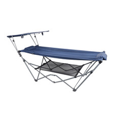 Outdoor Hammock with Shade Canopy Portable Camping Bed Blue 32x72 Durable