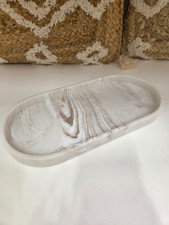 Oval Faux Marble Decorative Tray Bathroom Vanity Kitchen Counter Organizer