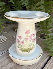 Vtg Floral Toothbrush Holder Pink Flowers Takahashi Porcelain 4 Cottage Core