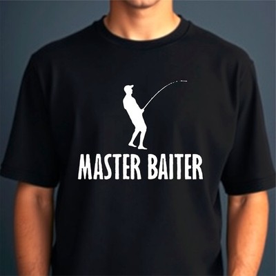 Master Baiter Funny Mens Fisherman Fishing Gift Present Idea Tee T-Shirt