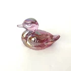 Fenton Pink Iridized Glass Duck Figurine Carnival Iridescent Paperweight