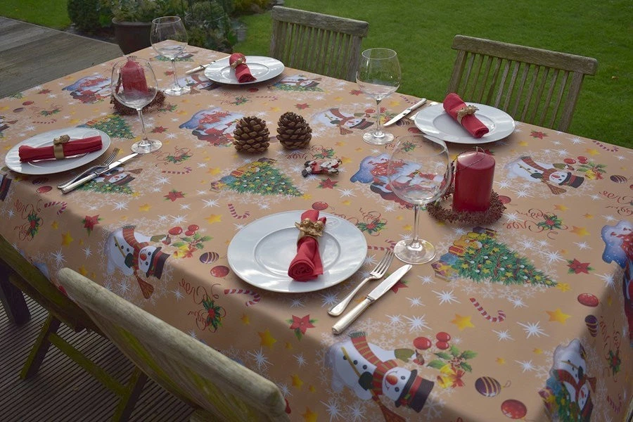 Tischdecke Provence 150x240 cm goldfarben Weihnachten aus Frankreich bügelfrei - Bild 3 von 4