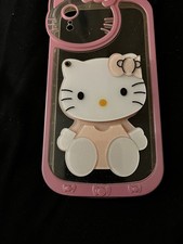 Cute Hello Kitty Iphone Case With Hidden Mirror - 3d Kawaii Pink Glitter Cover