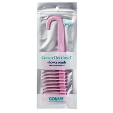 Conair Flexi Head Shower Hair Comb Pink Wide Tooth Detangler for Wet Hair