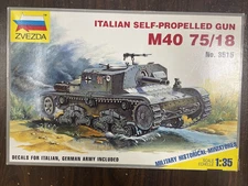 Italian Self-Propelled Gun M40 75/18 - Zvezda 1/35 Unassembled AFV Kit#3515