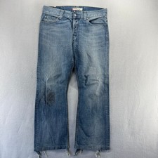 Vintage Levis Jeans Mens 36x34 fits 36x30 Blue 512 Bootcut Denim Thrashed Hemmed
