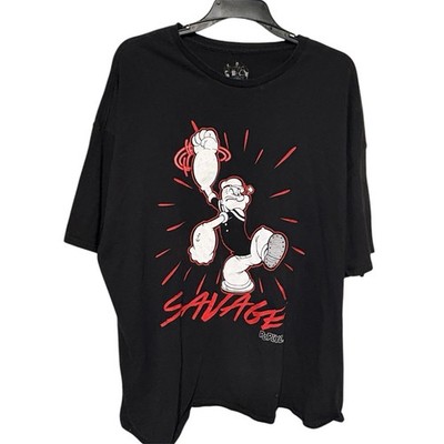 Popeye Savage T Shirt 4XL Black Cartoon Graphic King Features Tee