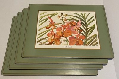 Pimpernel Cork Backed Placemats Jill Walker Barbados Orchid Green Orange Set (4)