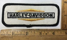 Vintage 1970s AMF Harley Davidson Motorcycle Logo Sew On Patch 4” x 2” Biker NOS