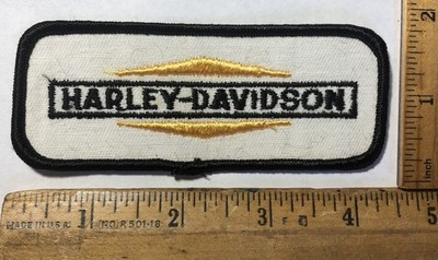 Vintage 1970s AMF Harley Davidson Motorcycle Logo Sew On Patch 4  x 2  Biker NOS