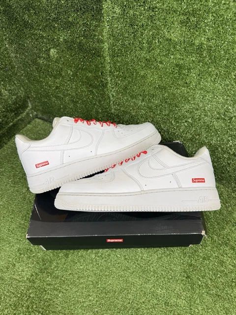 Size 10.5 - Nike Air Force 1 x Supreme Low Box Logo - White