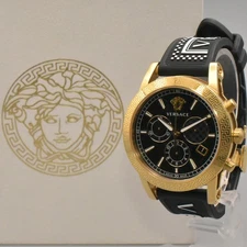 BOX [N MINT] Versace Sport Tech Men's Chronograph Gold Watch Chrono Swiss JAPAN