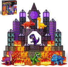 80PCS Dinosaur Toys Magnetic Tiles with 6 Dinosaurs - Jurassic Scenes Dinosaur W