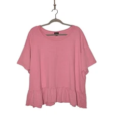 TORRID $46 French Terry Crew Neck Raw Edge Ruffle Sweatshirt Tee Mauve 1 / 1X