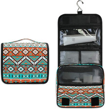 Hanging Toiletry Bag Ethnic Aztec Geometric Portable Travel Cosmetic Makeup Bag