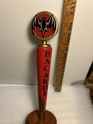 BACARDI SUPERIOR WHITE RUM BLACK AND GOLD BAT draft tap handle. PUERTO RICO