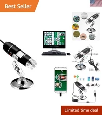 USB 2.0 Digital Microscope with Metal Stand and 8 LEDs - Capture Every Detail
