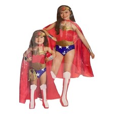 Wonder Woman Girls Halloween Costume Large 8-10 DC Superhero Cape Belt Cuffs