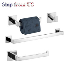 Bathroom Hardware Accessories 4 Piece Set with 24" Towel Bar - Polished Chrome