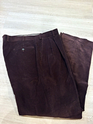 Caracciolo Sport Men's Brown Corduroy Dress Pants 38W Pleated Straight Leg