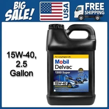 Mobil Delvac Premium Synthetic Blend Diesel Engine Oil 15W-40, 2.5 Gallon