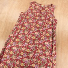 vtg 90s GAP floral linen sleeveless henley sundress shift maxi dress MEDIUM tag