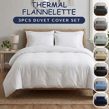 Thermal 100% Brushed Cotton Flannelette Duvet Cover Set Warm Bedding Single King