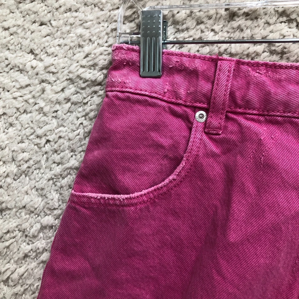 Pantalones Cortos Rollas 26 Mujer Rosa Plumeros Tiro Alto Ajustado Corte Denim Informal Jean Foto 4 de 4