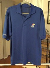Kansas Jayhawks Blue Embroidered Polyester Polo Shirt Men Medium
