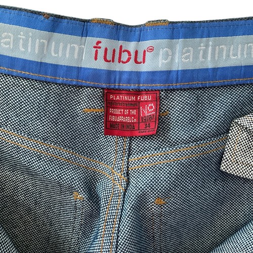 Fubu Platinum Men’s 34/32 Jeans Fat Albert Big Face Embroidered Baggy Y2K - Picture 4 of 7