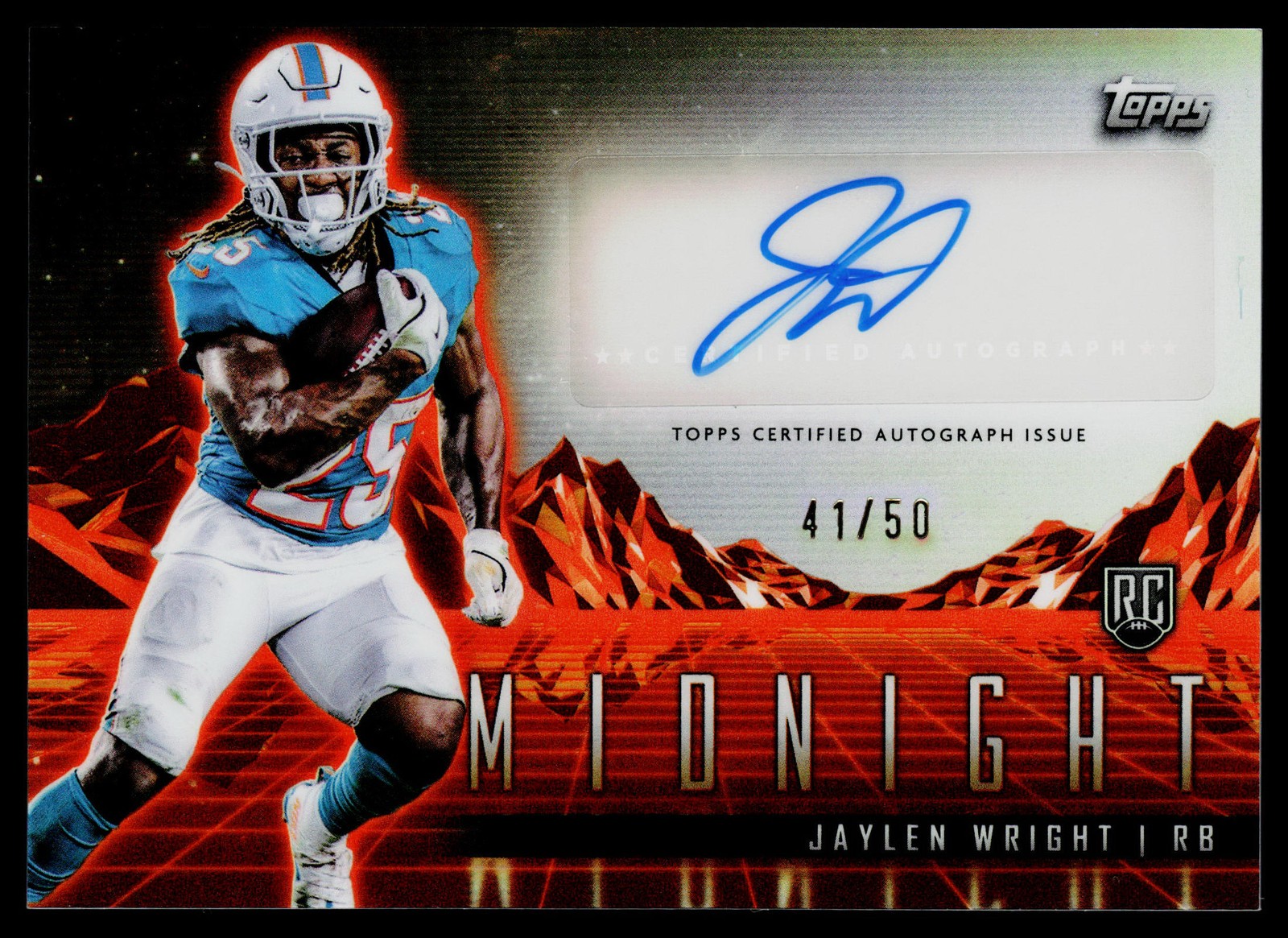 Jaylen Wright Topps Midnight Rookie Horizon Signatures #RHSJWR Summer Solstice