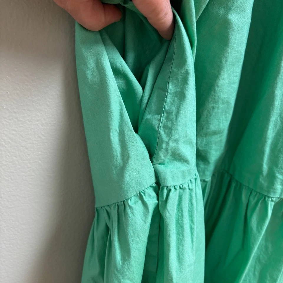 Vestido Donna Morgan Midi Talla 8 Verde Lechera Cottagecore Volantes en Niveles Boho Foto 4 de 4